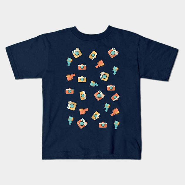 Cameras pattern Kids T-Shirt by burropatterns